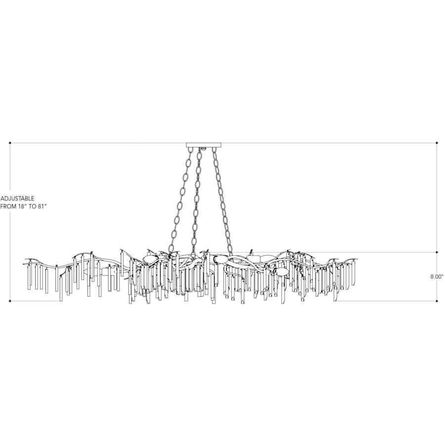 Currey and Company Forest Light 62" Wide 10 Light Wrought Iron Chandelier with Crystal Accents