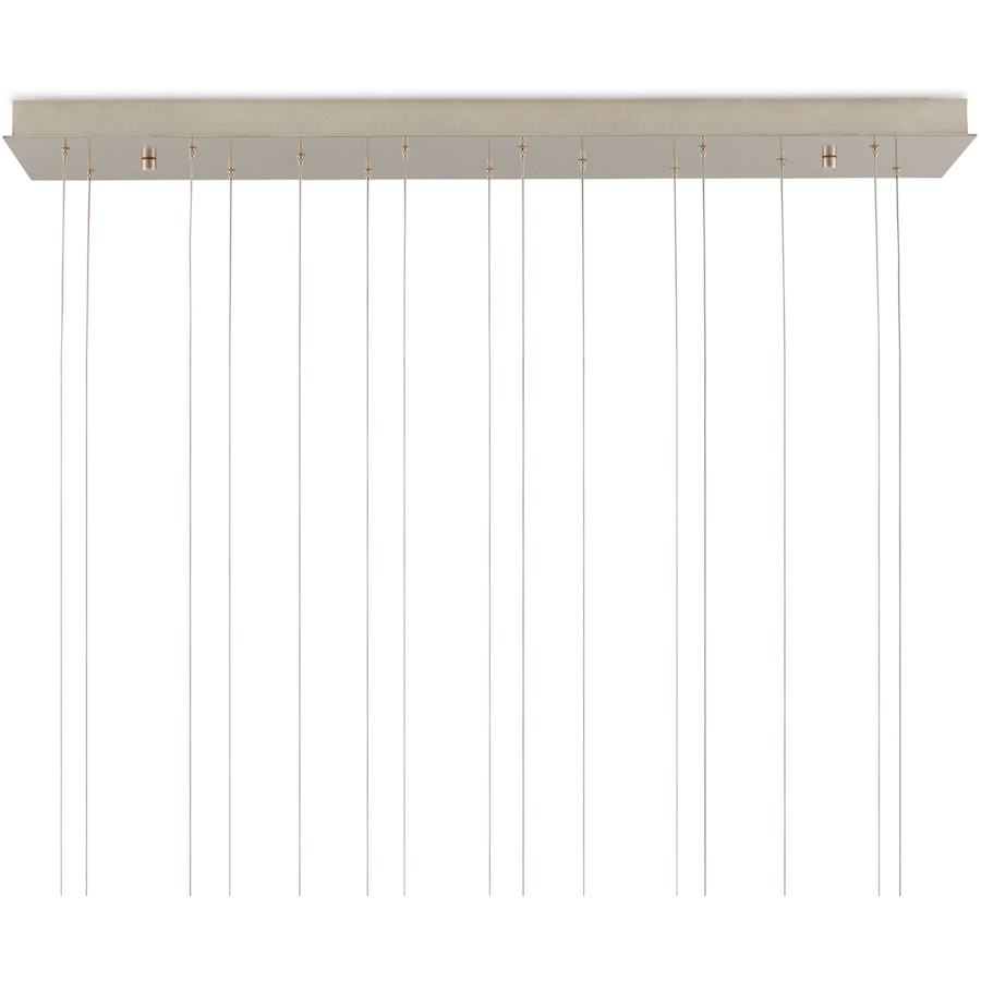 Currey and Company Virtu 15 Light 48" Wide Wrought Iron Linear Pendant with Clamrose Shell Shades