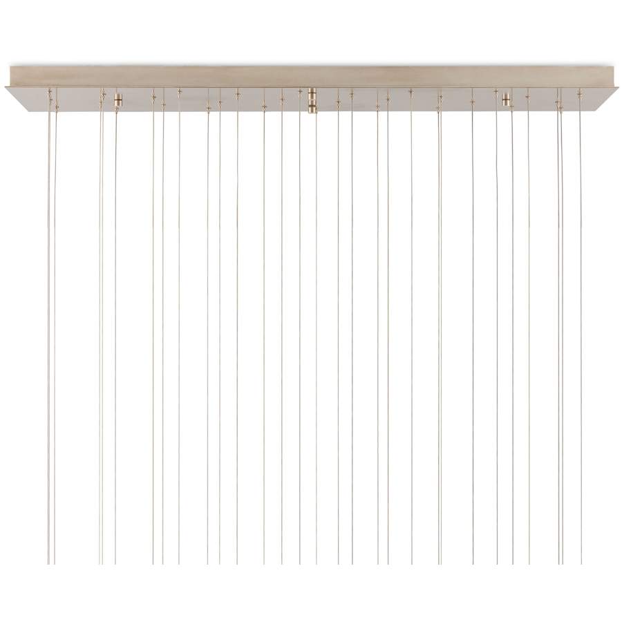 Currey and Company Virtu 30 Light 54" Wide Wrought Iron Linear Pendant with Clamrose Shell Shades