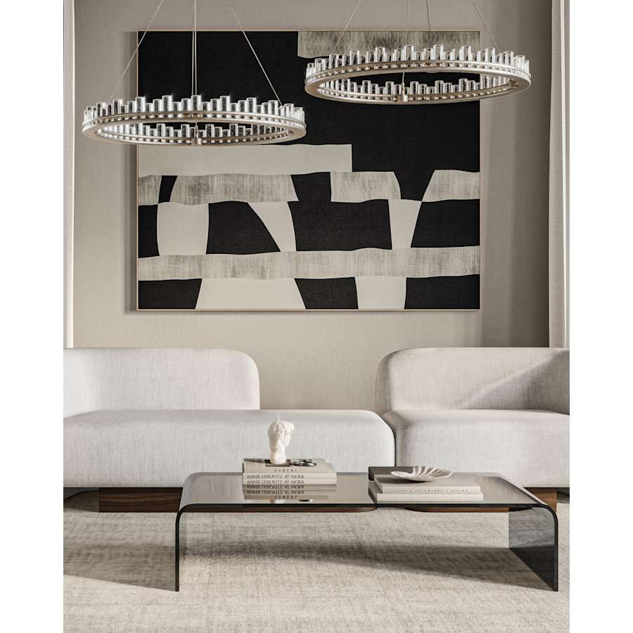 Currey and Company Pleiades 36" Wide LED Crystal Ring Chandelier