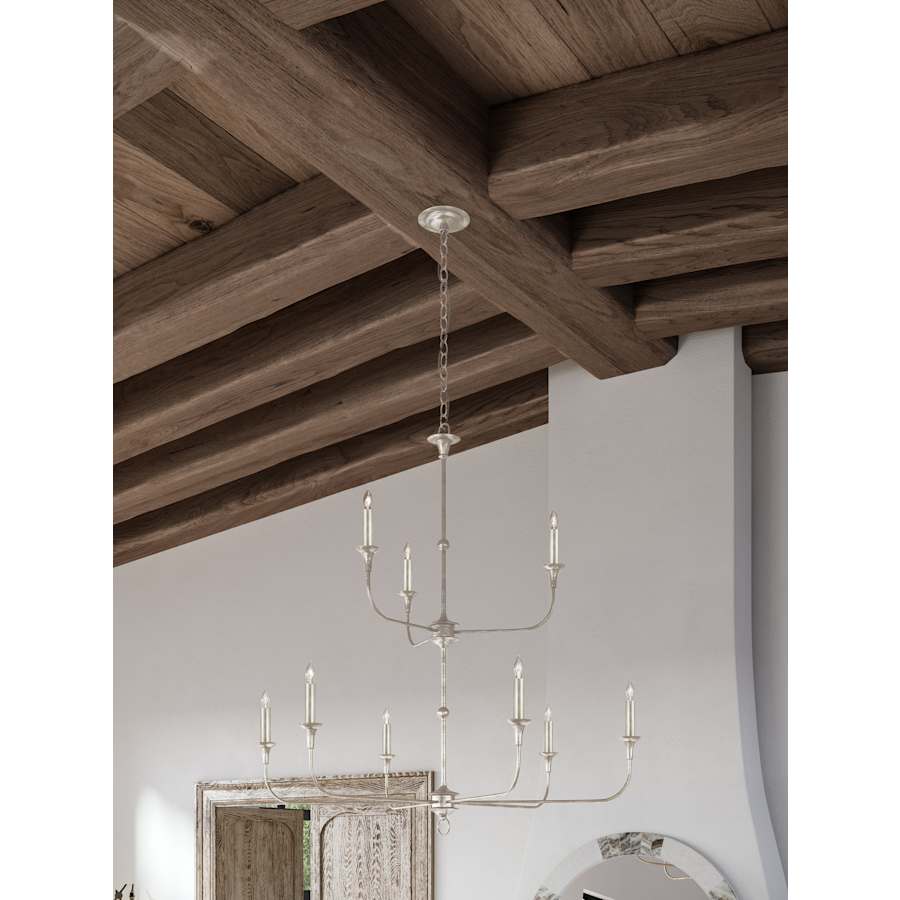 Currey and Company Nottaway 9 Light 45" Wide Wrought Iron Candle Style Chandelier