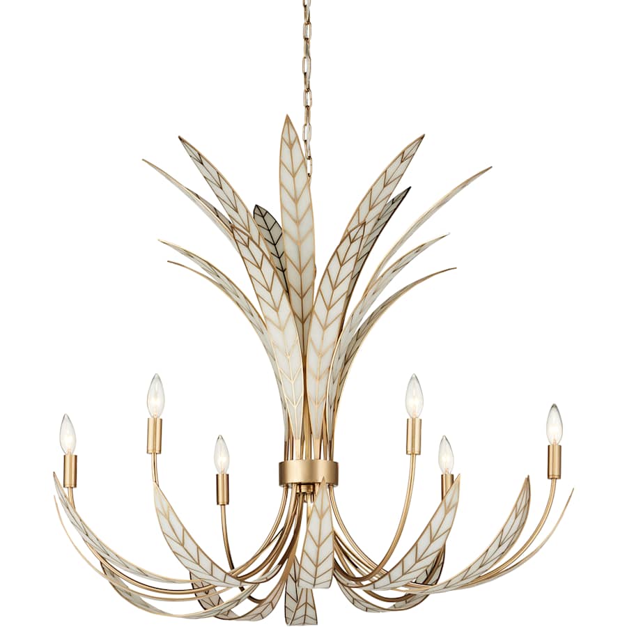 Currey and Company Foliatura 6 Light 39" Wide Taper Candle Style Chandelier