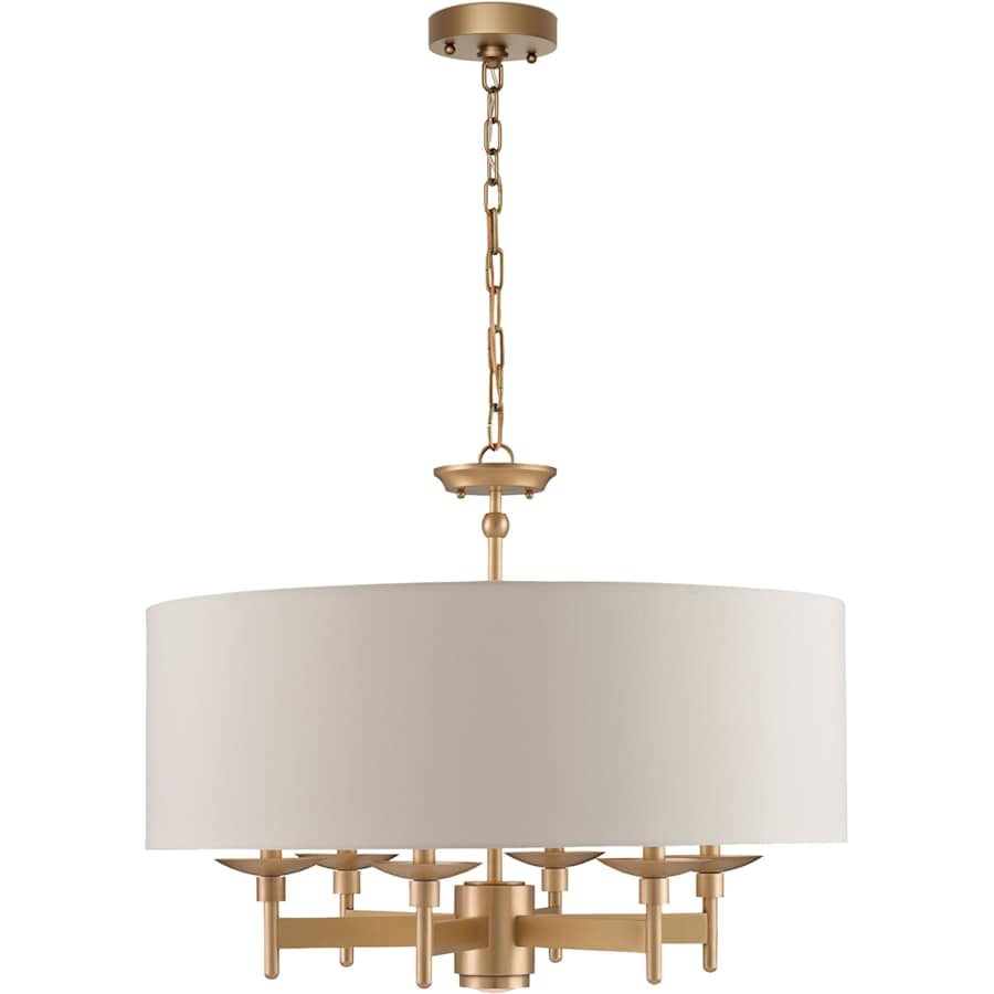 Currey and Company Bering 28" Wide 6 Light 1 Tier Chandelier with Eggshell Shantung Shade