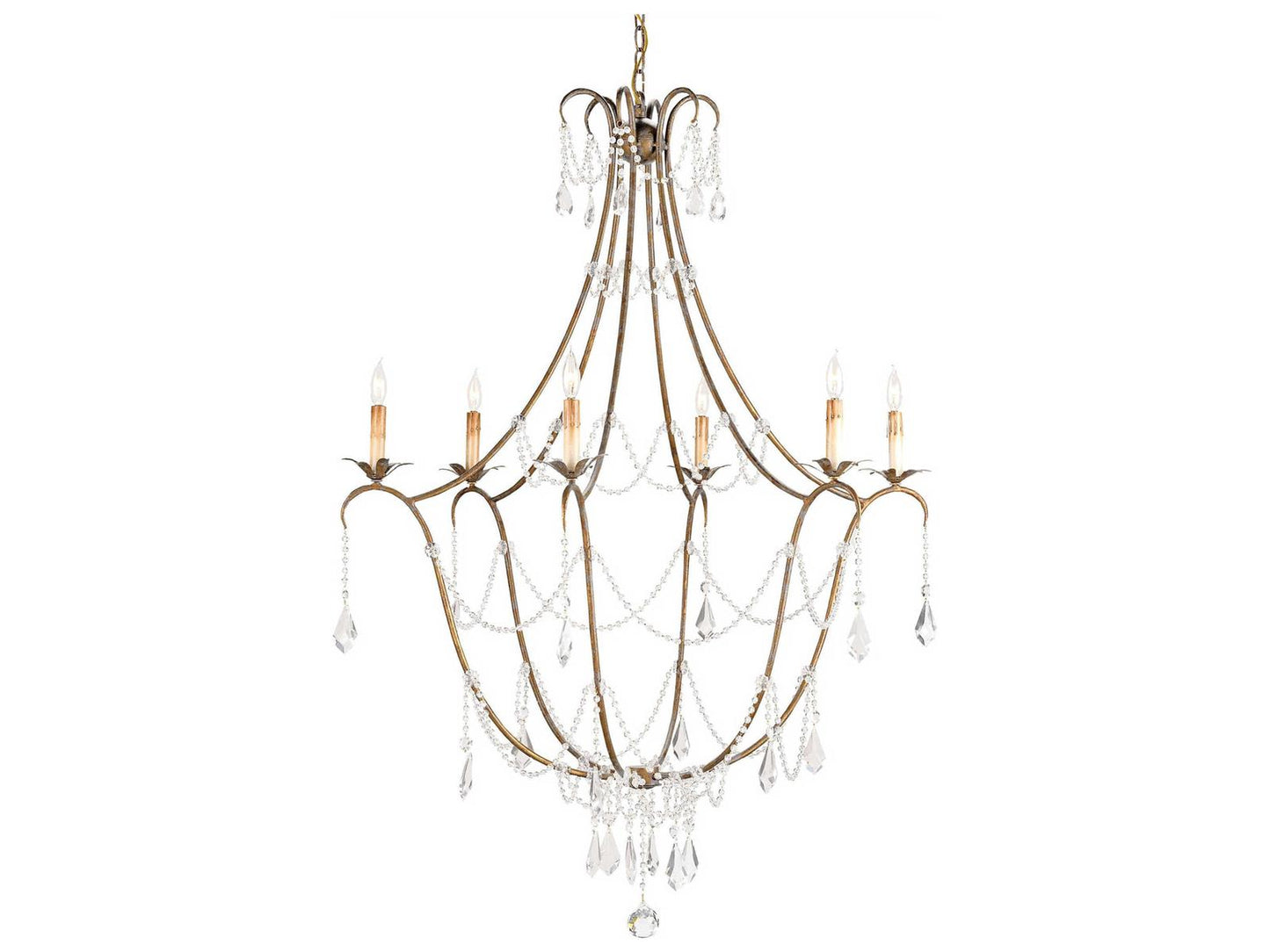 Luxecor Vistas 6-Light Rhine Gold Crystal Candelabra Chandelier