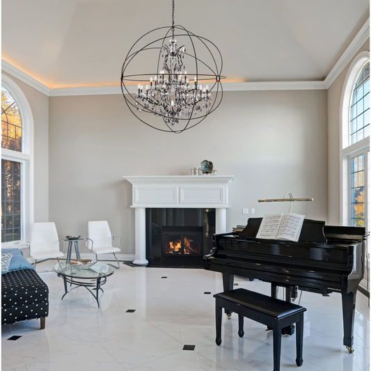 Elegant Lighting Geneva 25 Light 60" Wide Crystal Chandelier with Silver Shade Royal Cut Crystals