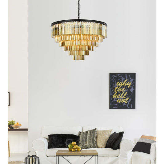 Elegant Lighting Sydney 33 Light 44" Wide Crystal Chandelier with Golden Teak Royal Cut Crystals