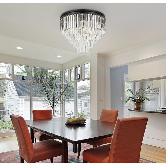 Elegant Lighting Sydney 17 Light 32" Wide Flush Mount Drum Ceiling Fixture with Clear Royal Cut Crystals