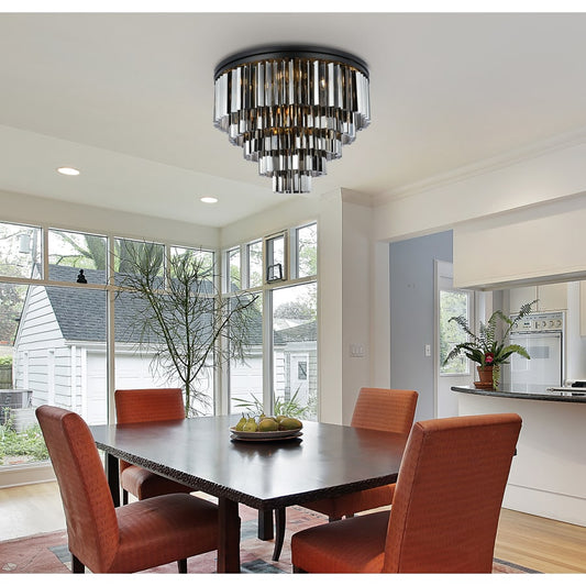 Elegant Lighting Sydney 17 Light 32" Wide Flush Mount Drum Ceiling Fixture with Silver Shade Royal Cut Crystals
