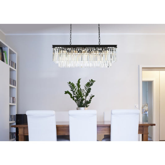 Elegant Lighting Sydney 12 Light 40" Wide Crystal Linear Chandelier with Clear Royal Cut Crystals
