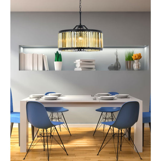 Elegant Lighting Chelsea 8 Light 28" Wide Crystal Drum Chandelier with Golden Teak Royal Cut Crystals