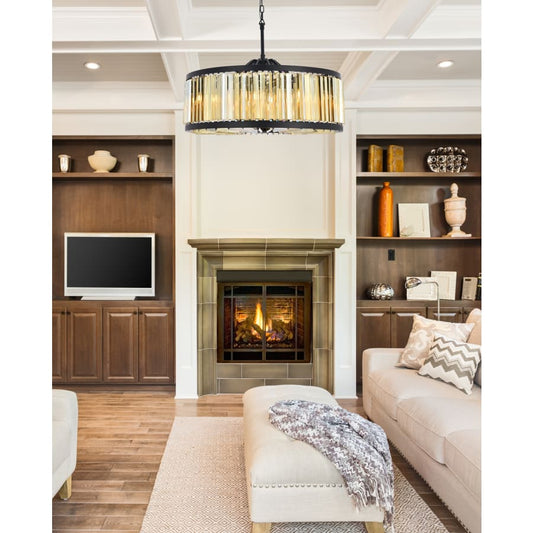 Elegant Lighting Chelsea 10 Light 36" Wide Crystal Drum Chandelier with Golden Teak Royal Cut Crystals