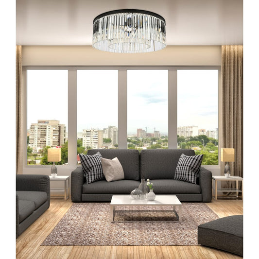 Elegant Lighting Sydney 10 Light 44" Wide Flush Mount Drum Ceiling Fixture with Clear Royal Cut Crystals