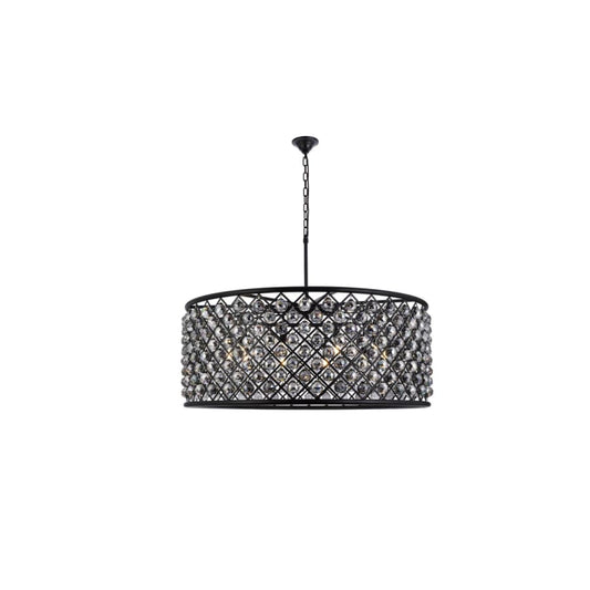 Elegant Lighting Madison 10 Light 44" Wide Crystal Drum Chandelier with Silver Shade Royal Cut Crystals