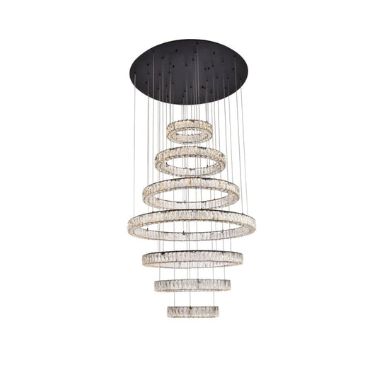 Elegant Lighting Monroe 40" Wide LED Crystal Ring Chandelier with Clear Crystal Accents