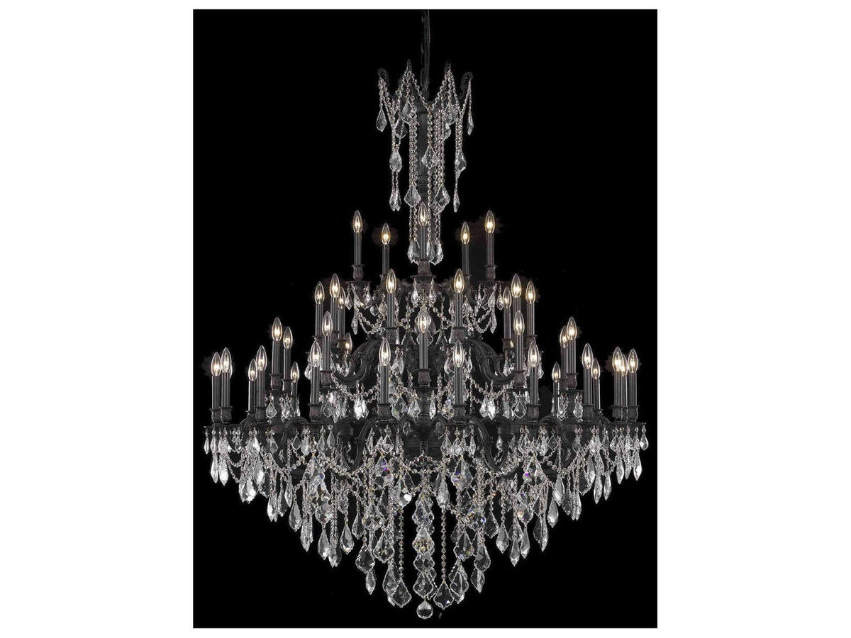 Elegant Lighting 45-Light Rosalia Dark Bronze Gold Crystal Candelabra Chandelier