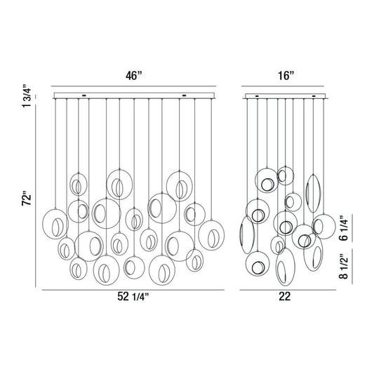 Eurofase Lighting Arlington 20 Light 52" Wide LED Multi Light Pendant