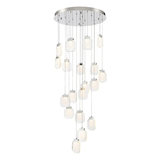 Eurofase Lighting Paget 29" Wide 3000K LED Round 19-Light Pendant with Piastra Glass Shades