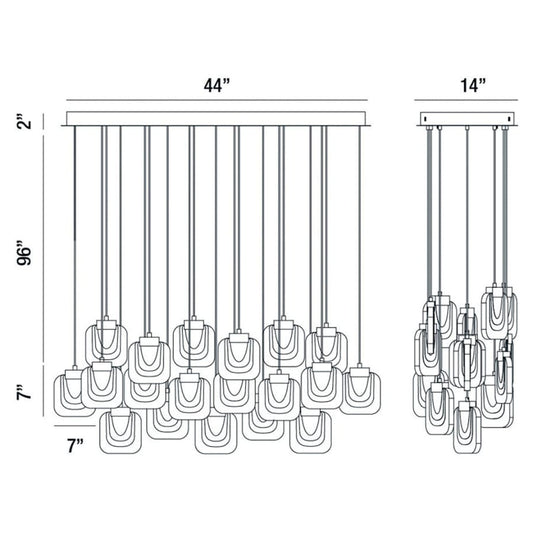 Eurofase Lighting Paget 16 Light 44" Wide LED Multi Light Pendant