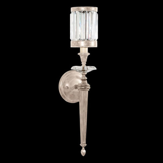 Fine Art Handcrafted Lighting Eaton Place Silver Single-Light Wall Sconce with Channel-Set Crystal Diffuser and Crystal Accents