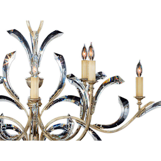 Fine Art Handcrafted Lighting Beveled Arcs 57" Round Chandelier with Arcing Beveled Crystal