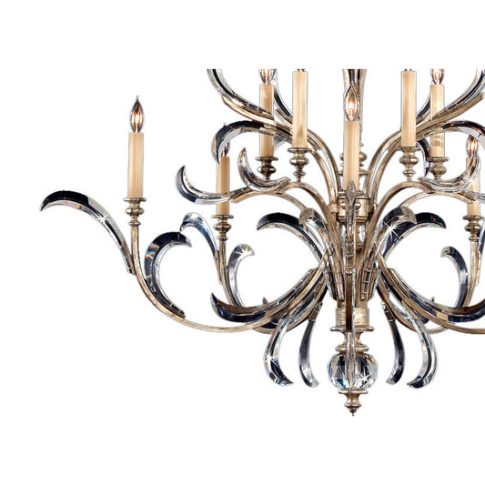 Fine Art Handcrafted Lighting Beveled Arcs Ten-Light Two-Tier Beveled Crystal Chandelier