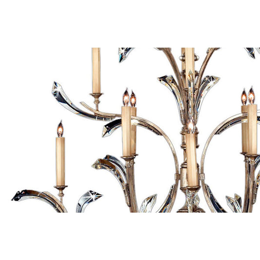 Fine Art Handcrafted Lighting Beveled Arcs Sixteen-Light Three-Tier Beveled Crystal Chandelier