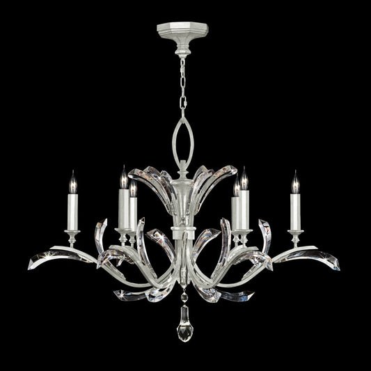 Fine Art Handcrafted Lighting Beveled Arcs 6 Light 42" Wide Crystal Chandelier