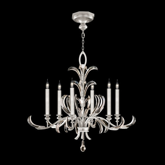 Fine Art Handcrafted Lighting Beveled Arcs 6 Light 37" Wide Crystal Chandelier