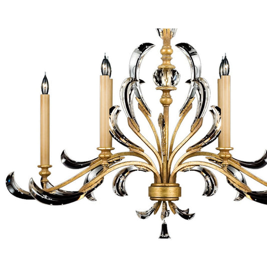 Fine Art Handcrafted Lighting Beveled Arcs Gold Six-Light Single-Tier Beveled Crystal Chandelier