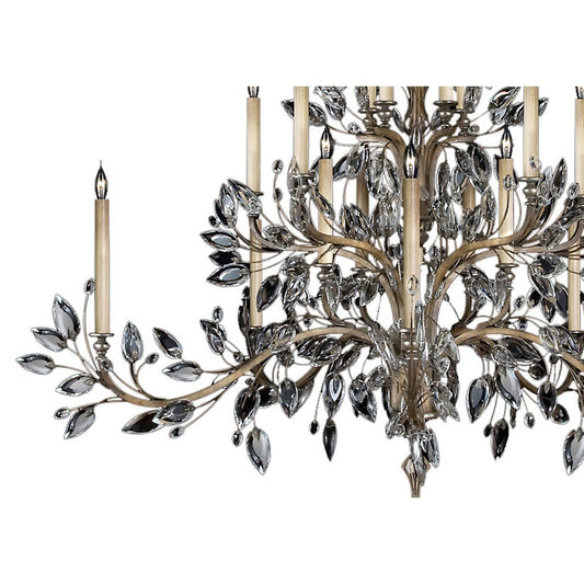 Fine Art Handcrafted Lighting Crystal Laurel Twenty-Light Three-Tier Chandelier with Bold-Cut Stylized Crystal Leaves