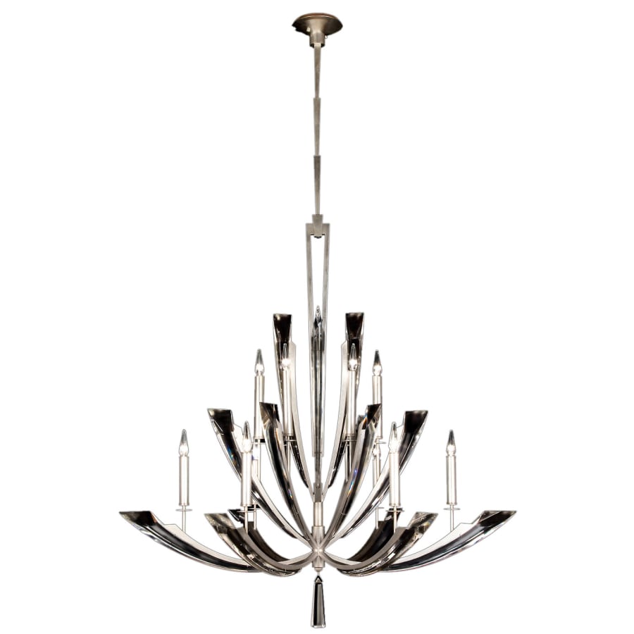 Fine Art Handcrafted Lighting Vol de Cristal Twelve-Light Two-Tier Chandelier with Tapered Beveled Crystals