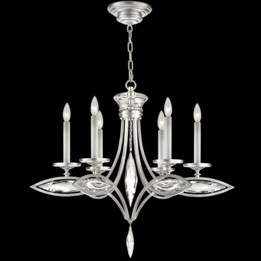 Fine Art Handcrafted Lighting 6 Light 1 Tier Chandelier with Hand-Cut Faceted Crystals from the Marquise Collection