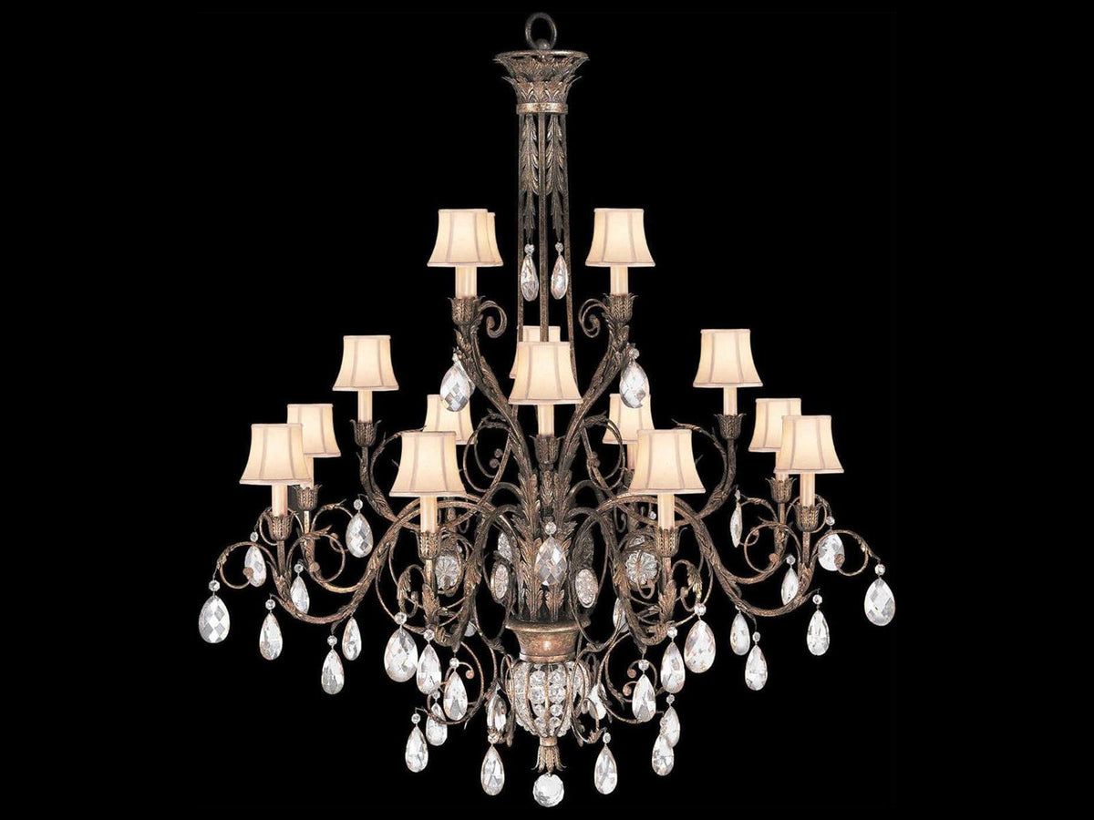 Fine Art Handcrafted Lighting 16-Light A Midsummer Nights Dream Chandelier Gold Brown Crystal