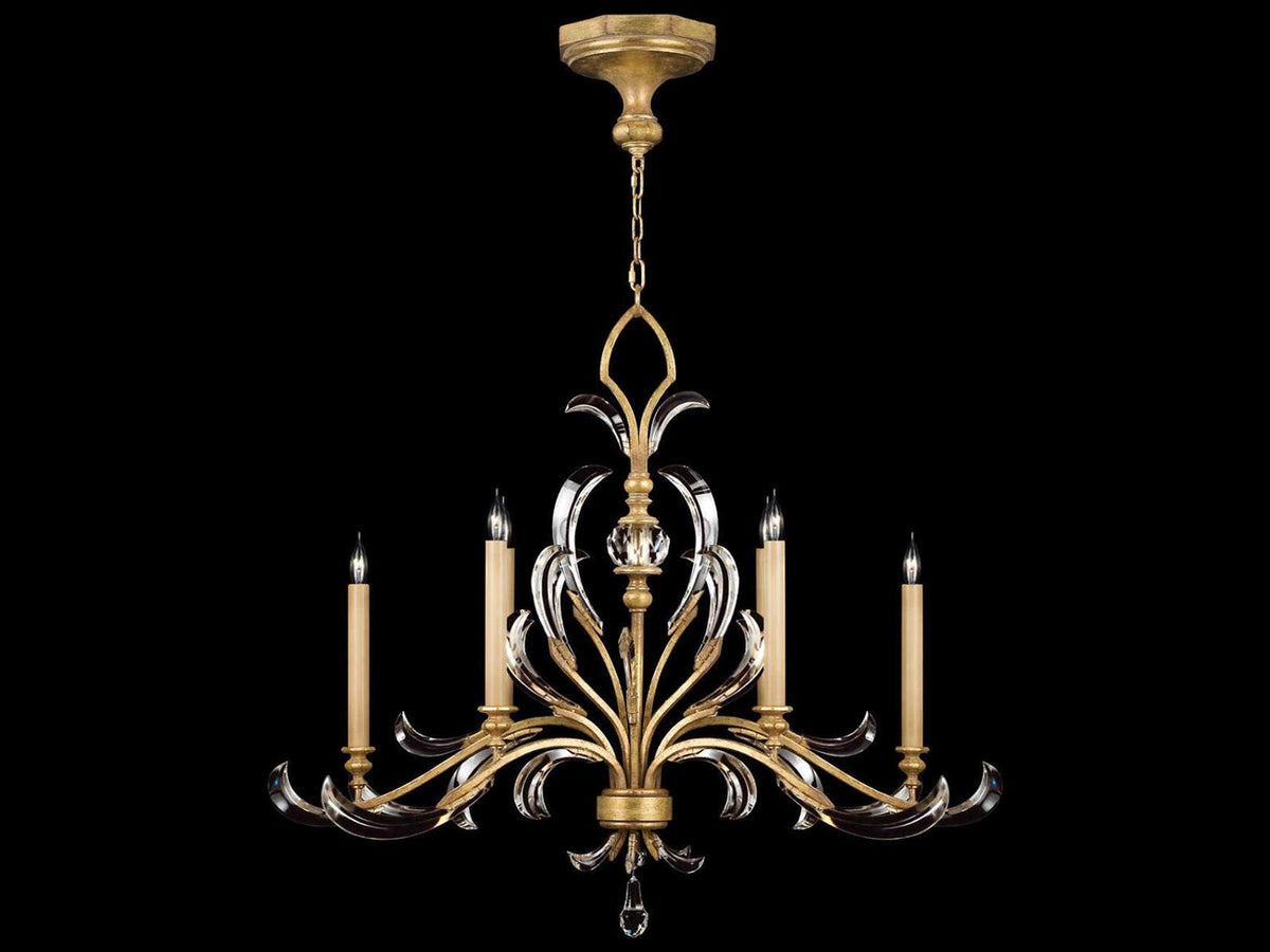 Fine Art Handcrafted Lighting 6-Light Beveled Arcs Chandelier in Gold with Crystal Accents