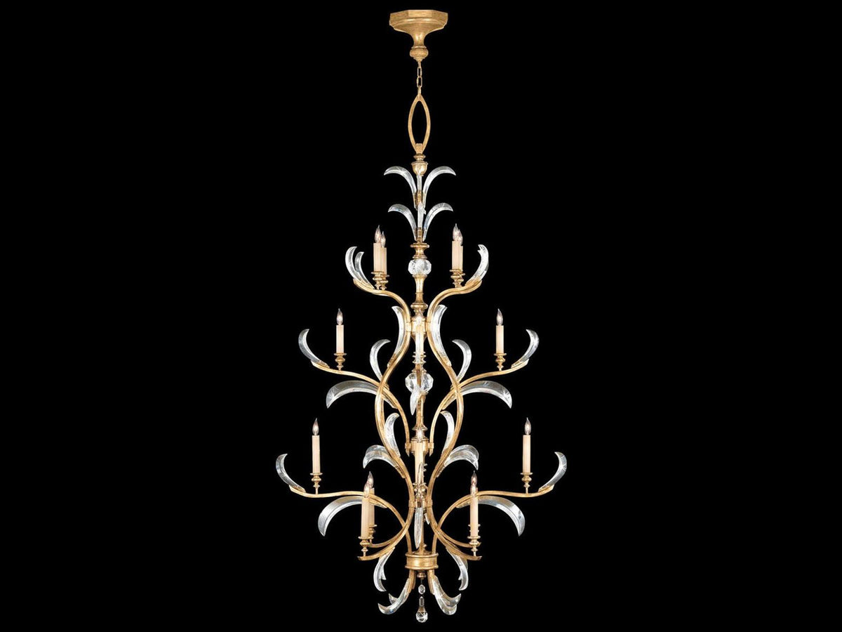 Fine Art Handcrafted Lighting 16-Light Beveled Arcs Chandelier in Gold with Crystal Accents
