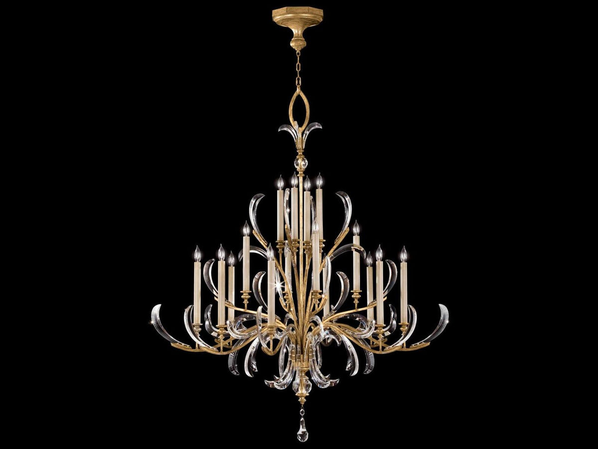 Fine Art Handcrafted Lighting 16-Light Beveled Arcs Chandelier in Gold Leaf