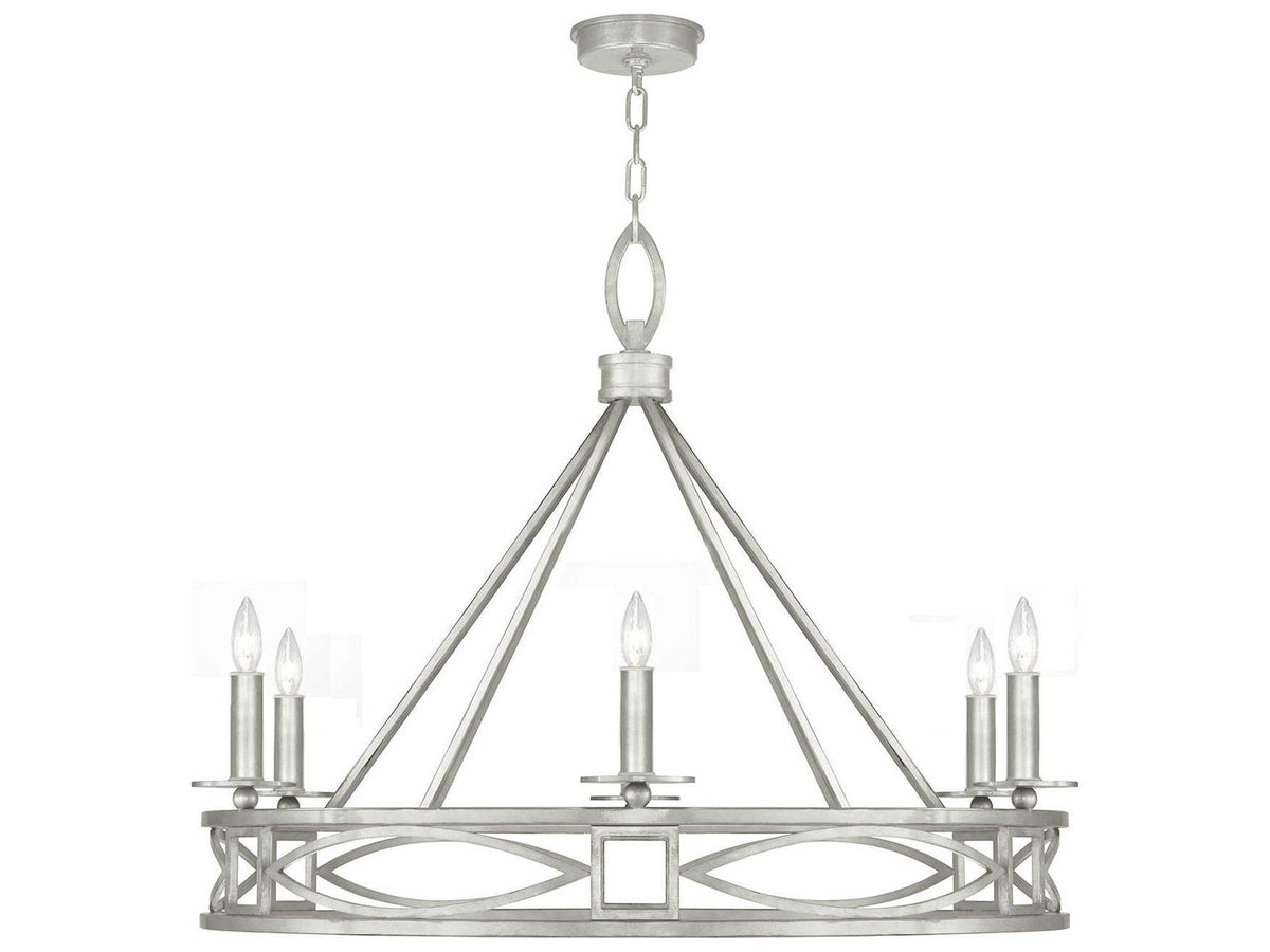 Fine Art Handcrafted Lighting Cienfuegos 6-Light Silver Leaf Candelabra Chandelier