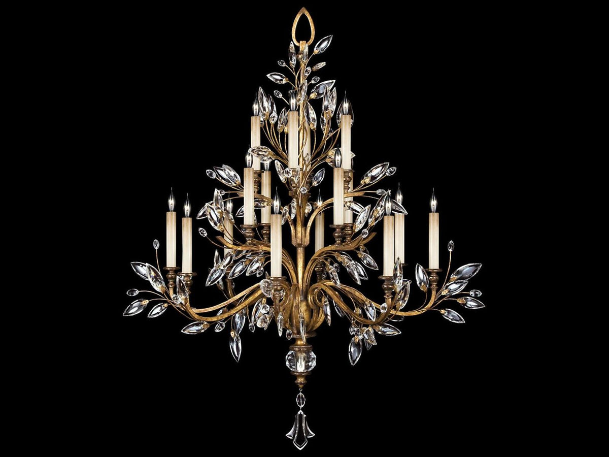Fine Art Handcrafted Lighting 16-Light Crystal Laurel Candelabra Chandelier in Gold Leaf