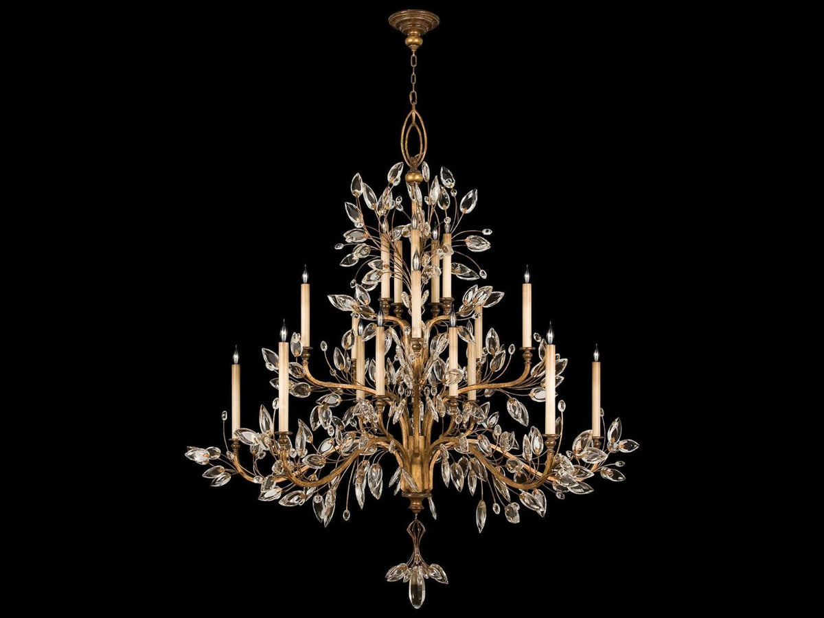 Fine Art Handcrafted Lighting Crystal Laurel 20-Light Gold Candelabra Chandelier
