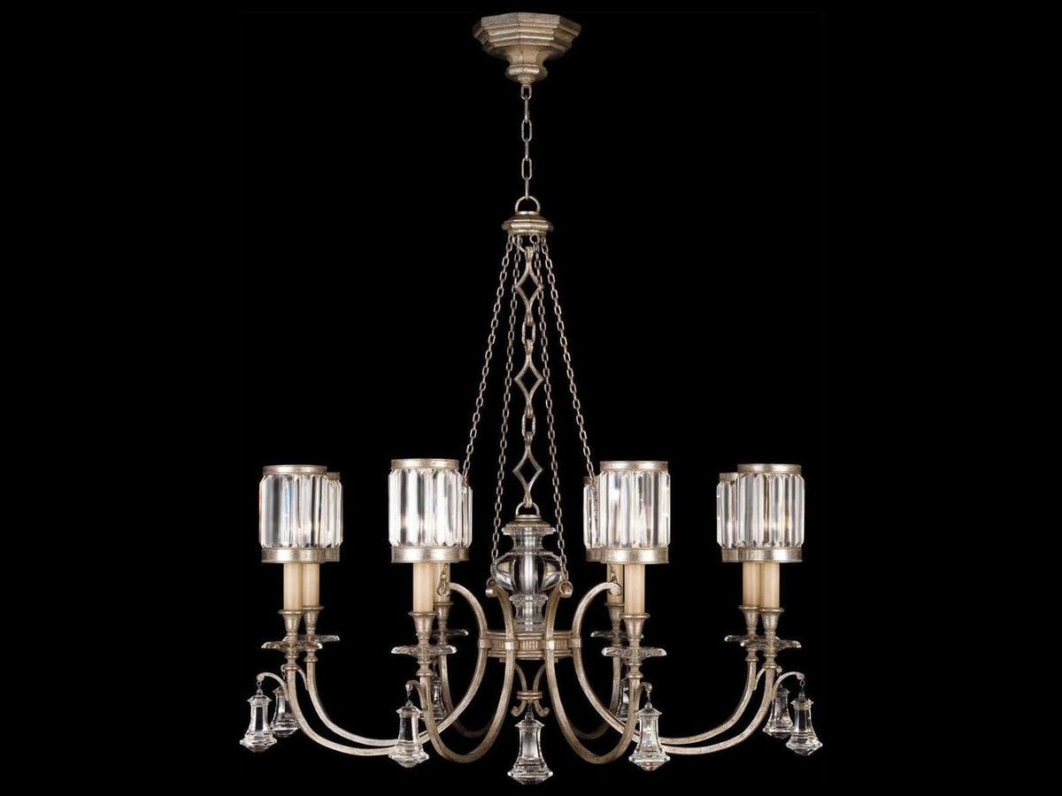 Fine Art Handcrafted Lighting Eaton Place 8-Light Silver Leaf Crystal Drum Chandelier