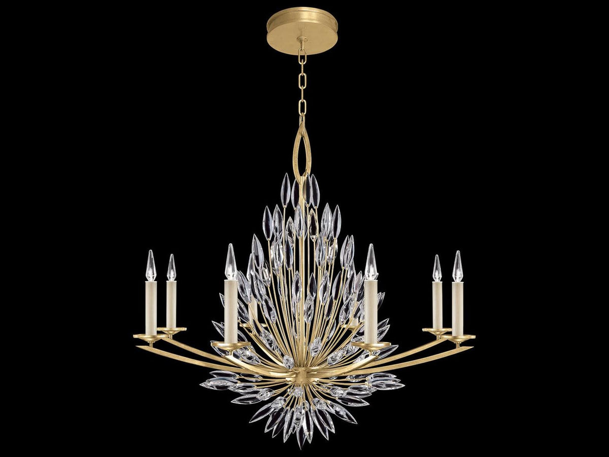 Fine Art Handcrafted Lighting 8-Light Lily Buds Chandelier in Gold Leaf and Crystal
