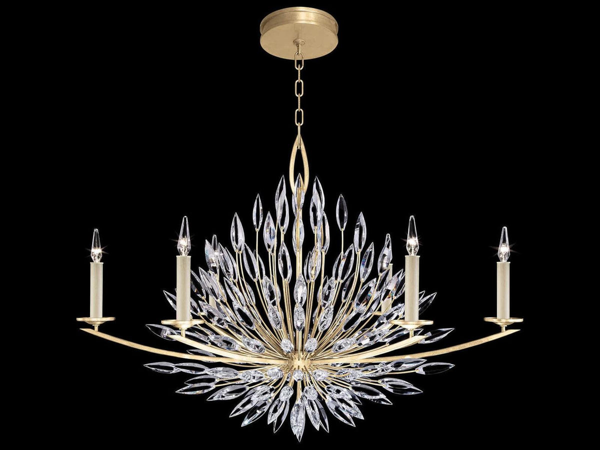 Fine Art Handcrafted Lighting 6-Light Lily Buds Oblong Chandelier in Gold Leaf Finish