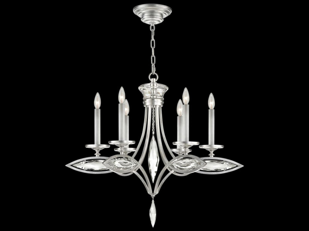 Fine Art Handcrafted Lighting Marquise 6-Light Silver Crystal Candelabra Chandelier