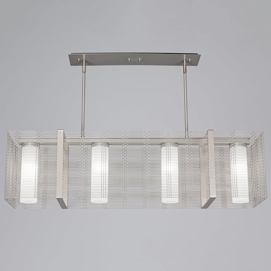 Hammerton Studio Downtown Mesh 4 Light 45" Wide Chandelier - Medium (E26) with Frosted Glass Inner Shades and Finished to Match Outer Metal Shade