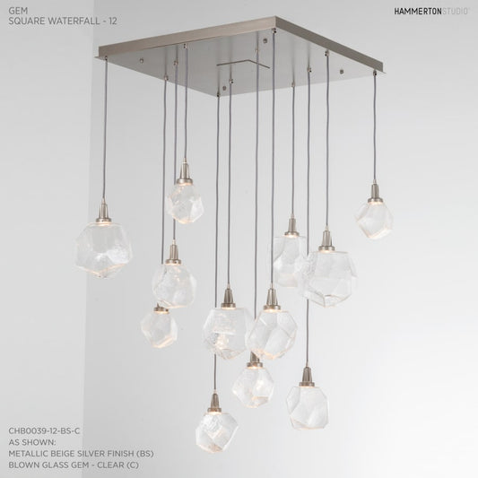 Hammerton Studio Gem 36" Wide 12 Light Hand Blown Glass LED Pendant