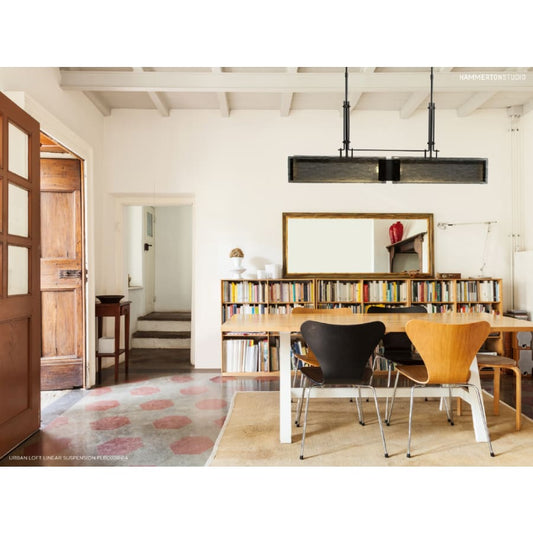 Hammerton Studio Urban Loft 44" Wide Artisan Crafted Linear LED Chandelier with Hand Textured Glass