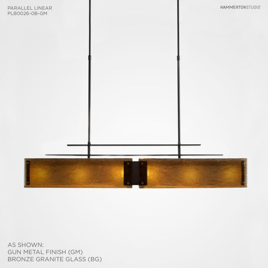 Hammerton Studio Urban Loft Parallel 44" Wide Artisan Crafted Linear Chandelier with Hand Textured Glass