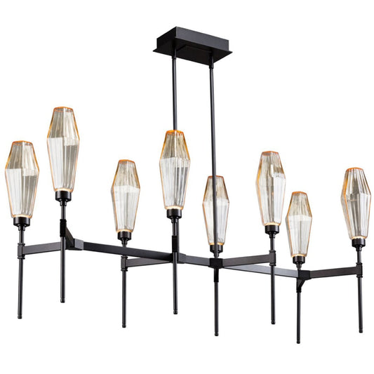 Hammerton Studio Aalto 48" Wide Artisan Crafted Geometric Optic Glass 8 Light Linear Chandelier