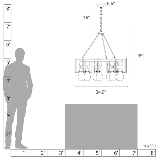 Hubbardton Forge Apothecary 9 Light 35" Wide Chandelier