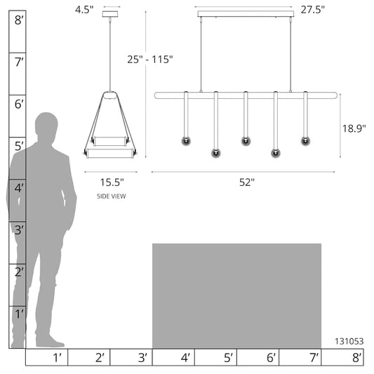 Hubbardton Forge York 52" Wide LED Linear Chandelier